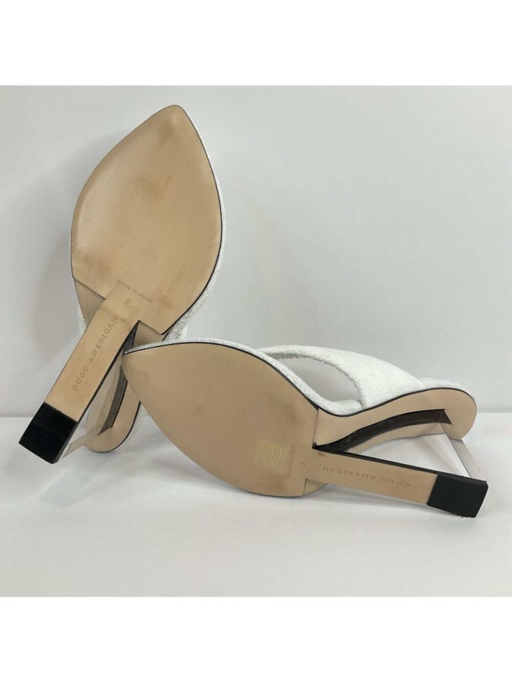 Good American Heels Womens Sz 8 White Terry Cloth Cinder F*cking Rella $260 Nwb - Picture 9 of 16